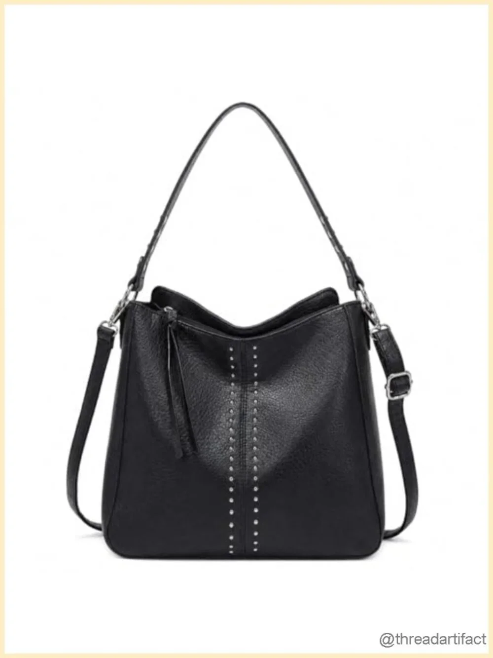 Faux Leather Hobo Crossbody Bag with Detachable Strap - Large Capacity Shoulder